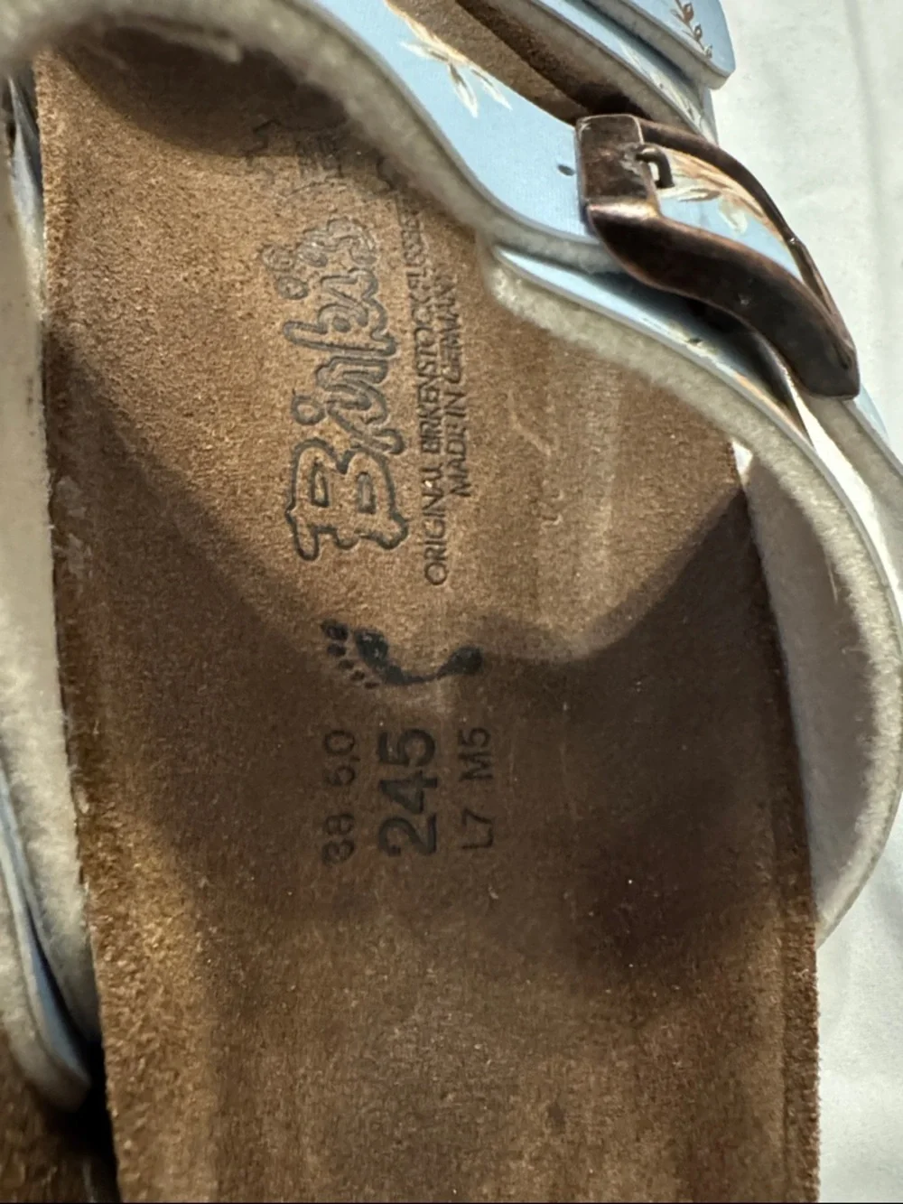 Birkenstock Light Blue Floral Double-Buckle Women Sandals